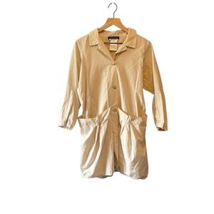 Yoshi Kondo Paris Japan Cotton Linen Dress Shirt Dress Large Pockets‎